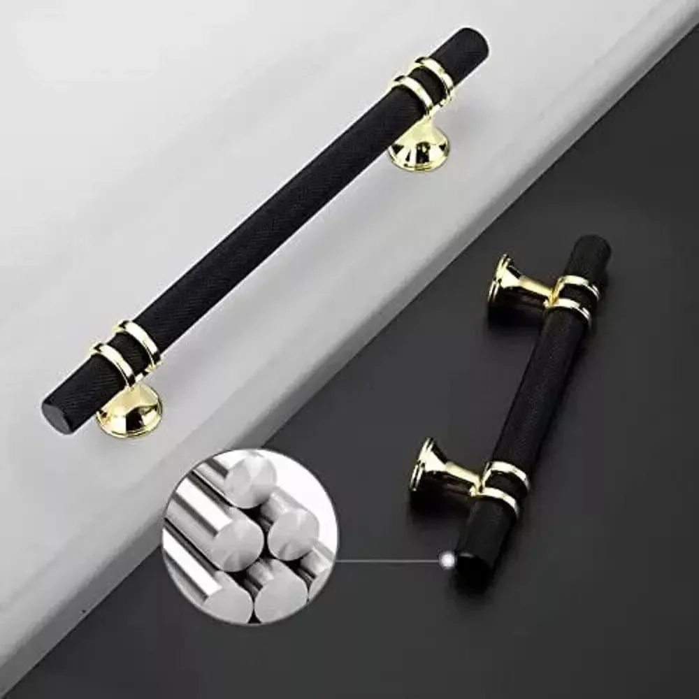 Pack Knurled Black Cabinet Pulls Kitchen 3